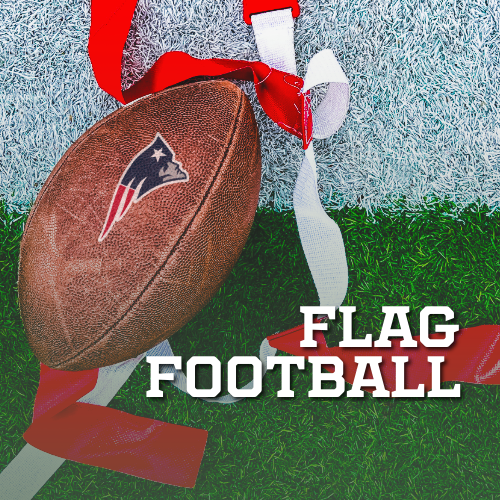 A drawing of a flag football with the words flag football below it.