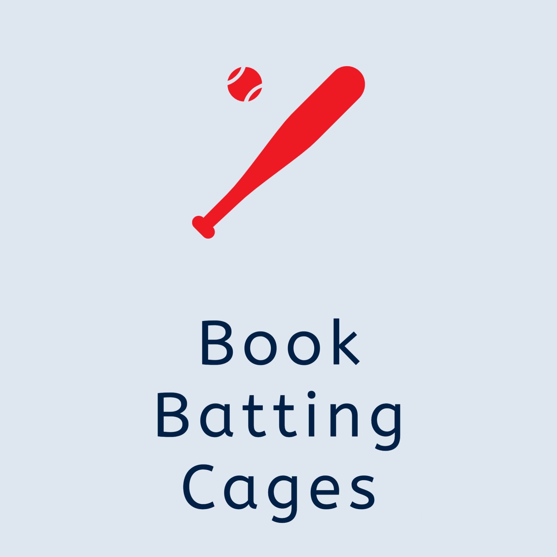 A picture of a baseball bat with the words book batting cages below it.