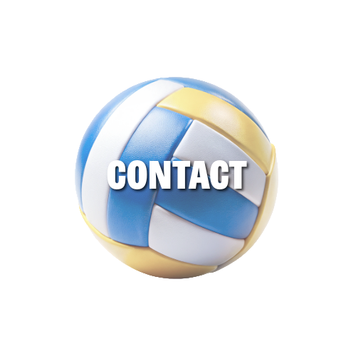 A volleyball with the word contact on it