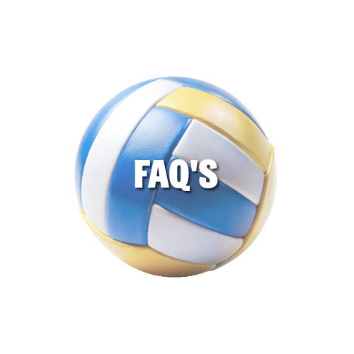 A volleyball with the words fall volleyball faq 's written on it