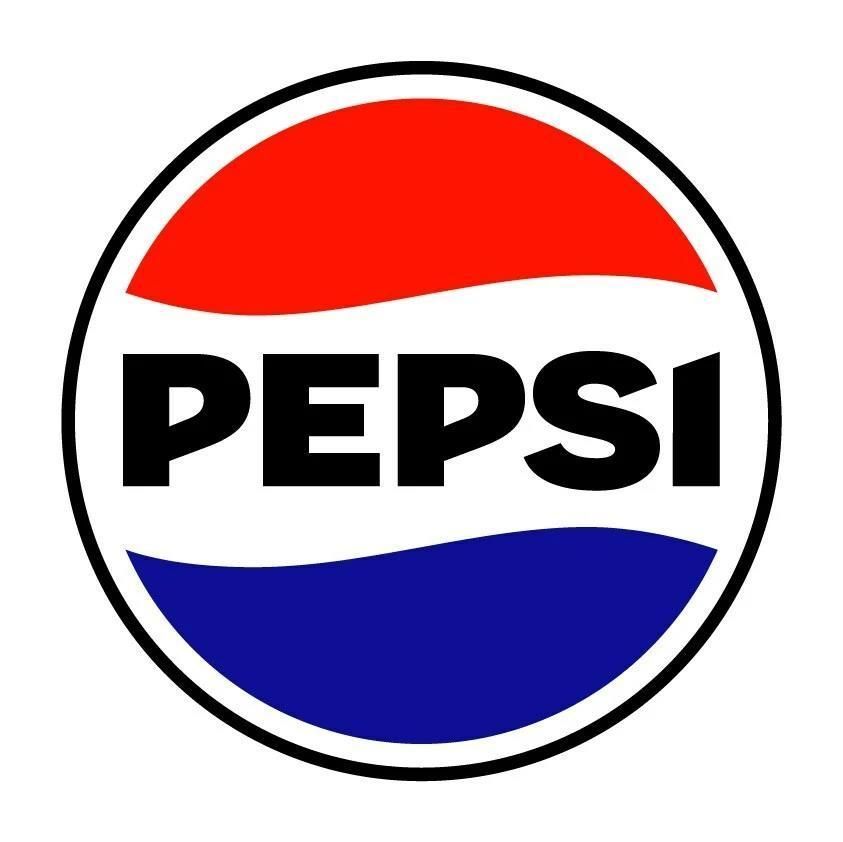 A red white and blue pepsi logo on a white background