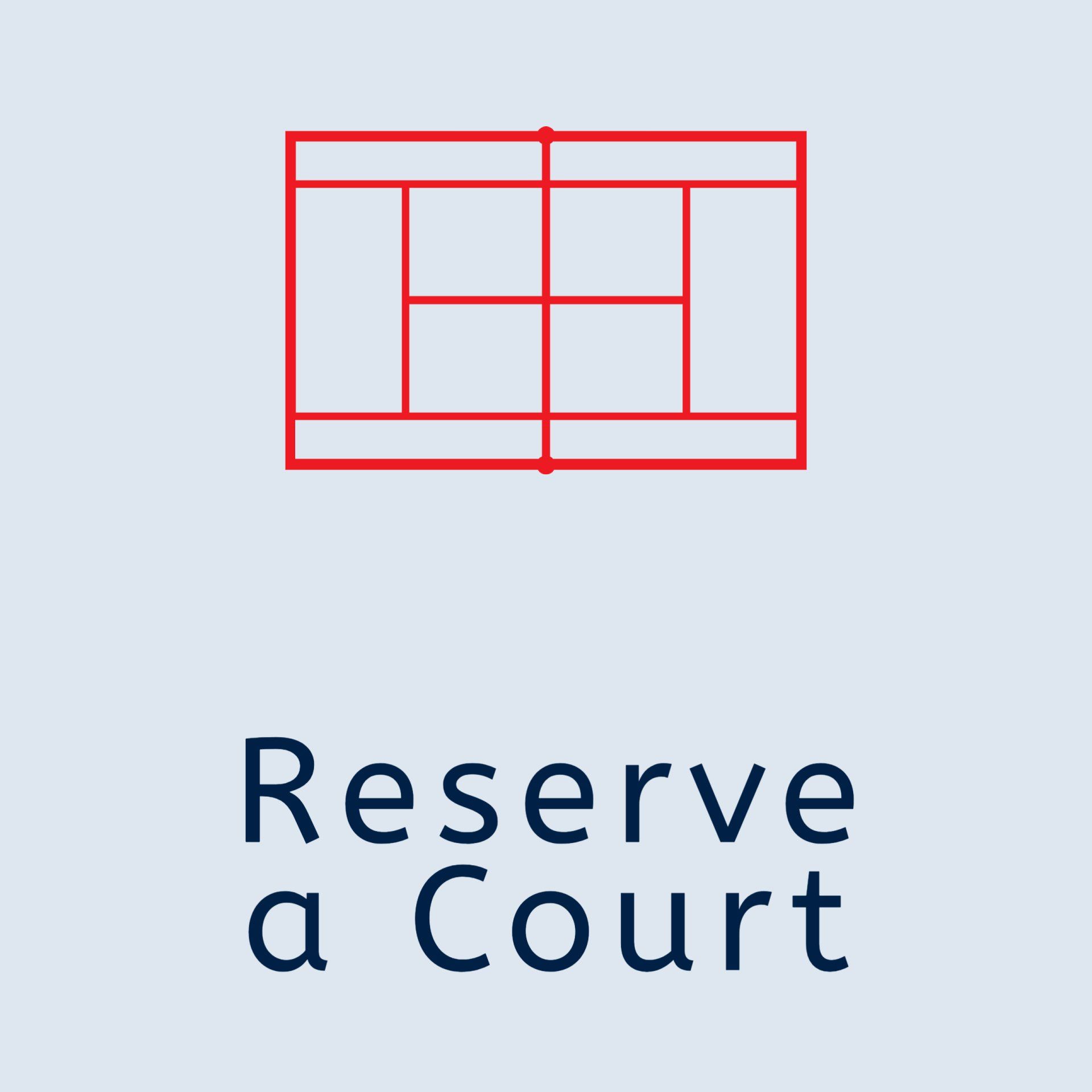 A picture of a tennis court with the words `` reserve a court '' below it.