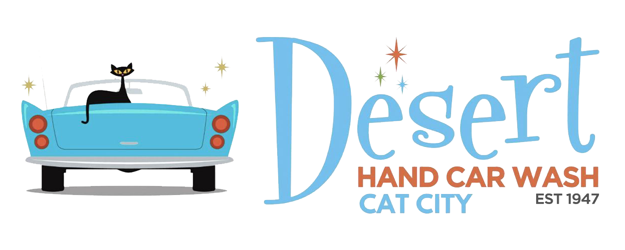 The logo for desert hand car wash cat city