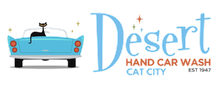 The logo for desert hand car wash cat city