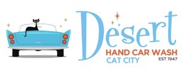 The logo for desert hand car wash cat city