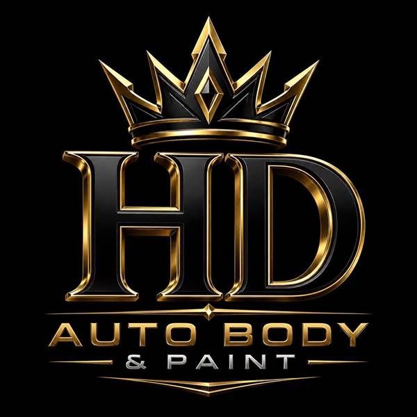 Black and gold HID Auto Body & Paint logo with a crown above the letters.