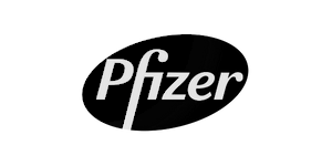The pfizer logo is black and white on a white background.