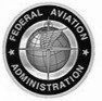 A black and white photo of the federal aviation administration logo.