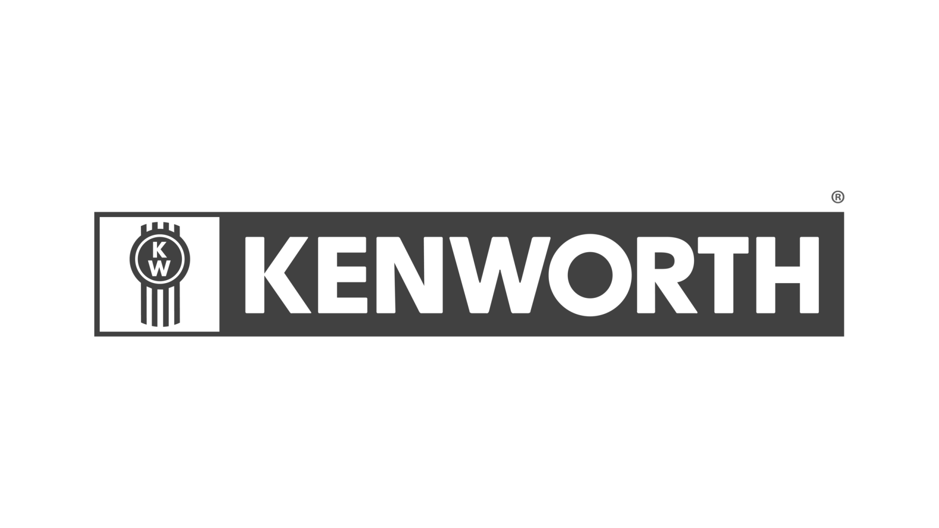 A black and white logo for kenworth on a white background.