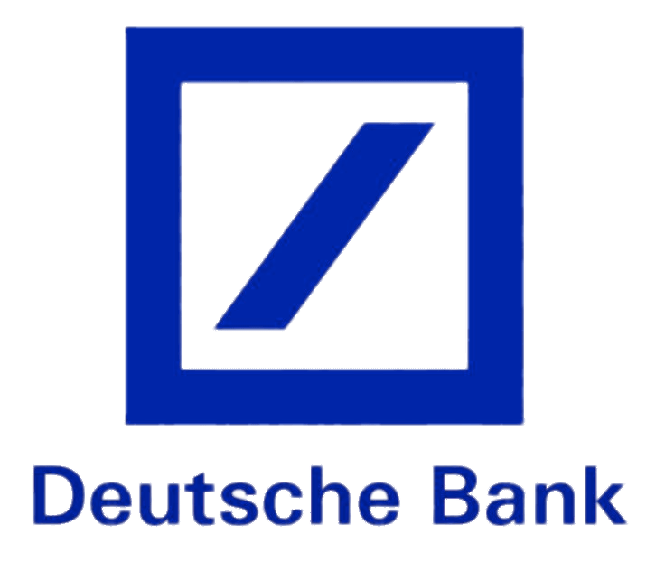 A blue and white logo for deutsche bank