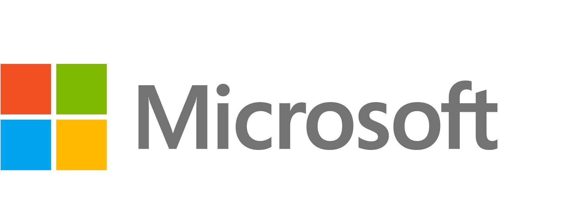 A microsoft logo with colorful squares on a white background