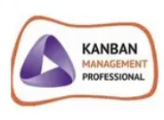 A kanban management professional logo with a purple triangle on a white background.