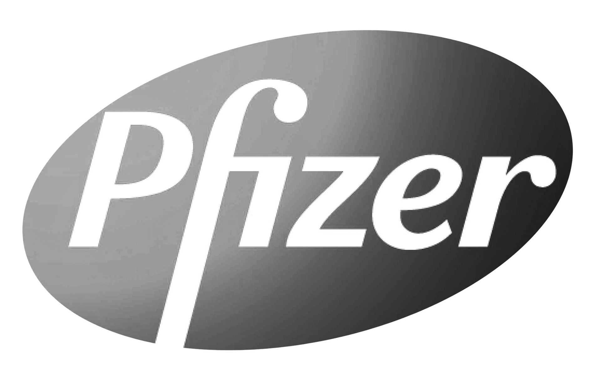A black and white pfizer logo on a white background