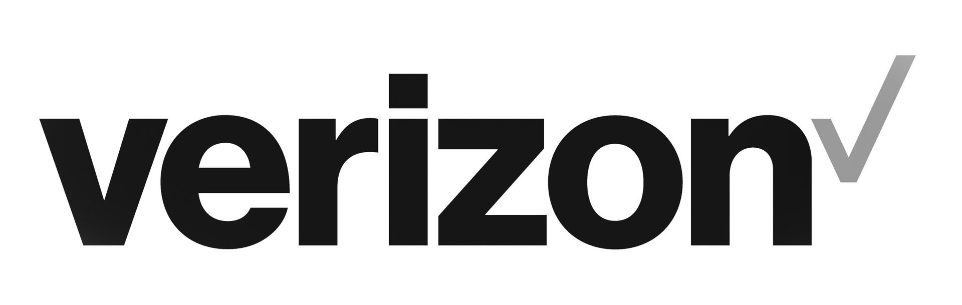 A black and white verizon logo on a white background