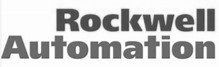 A black and white logo for rockwell automation on a white background.