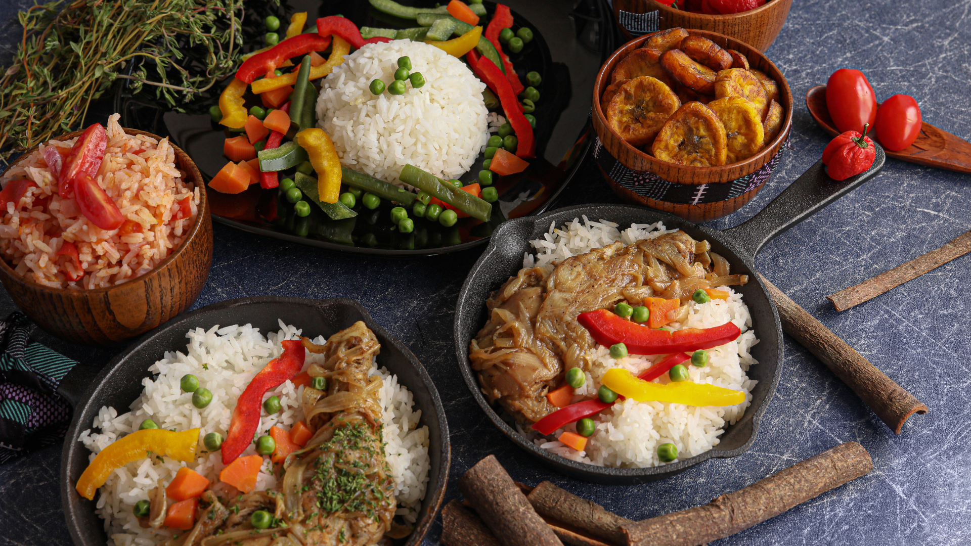 There are many different types of food on the table.