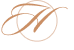 Stylized gold monogram logo with a looping letter on a white background