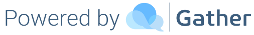 Powered by Gather logo with blue icon and text