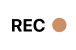 “REC” label with a brown dot indicator on a white background