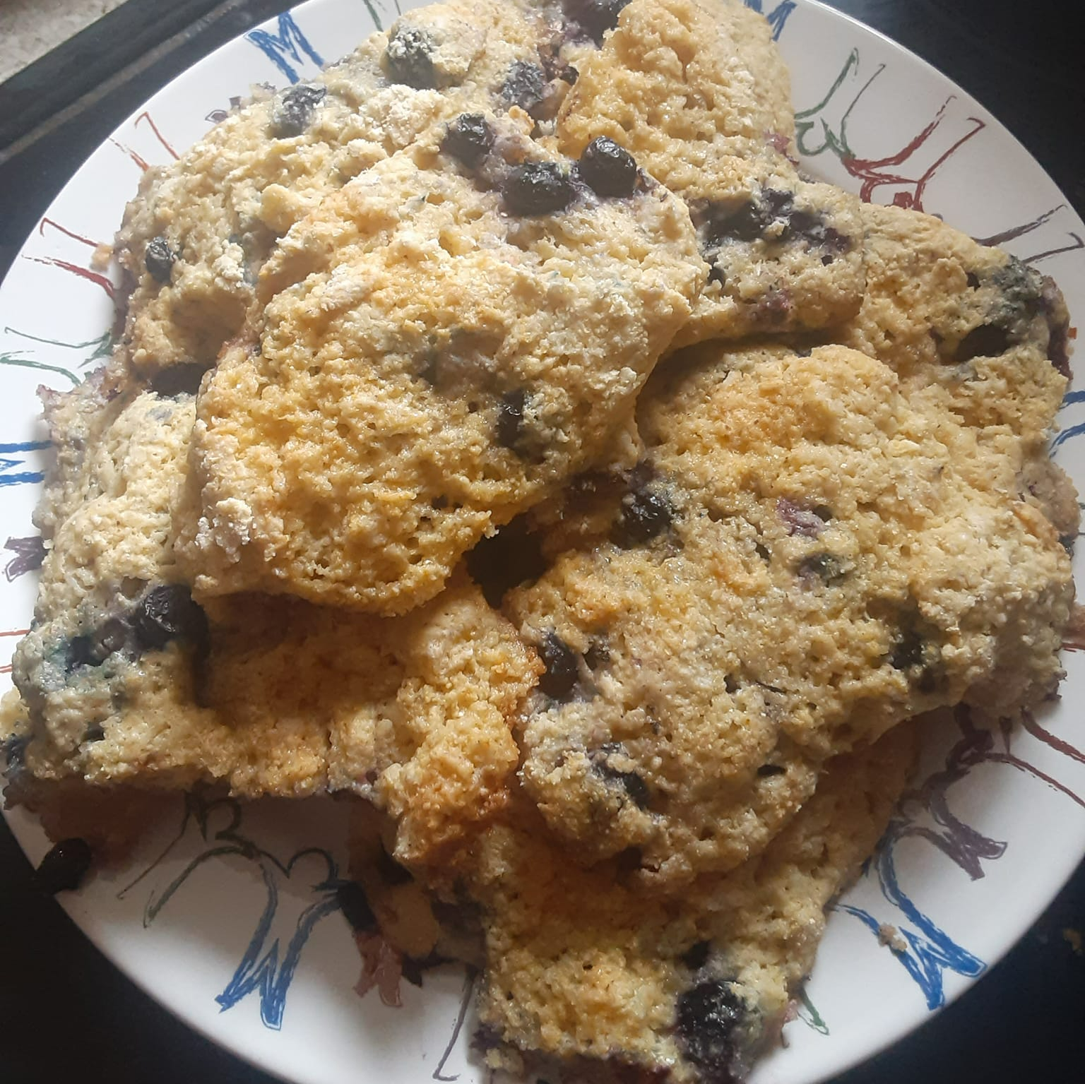 Plate of Sourdough Blueberry Scones