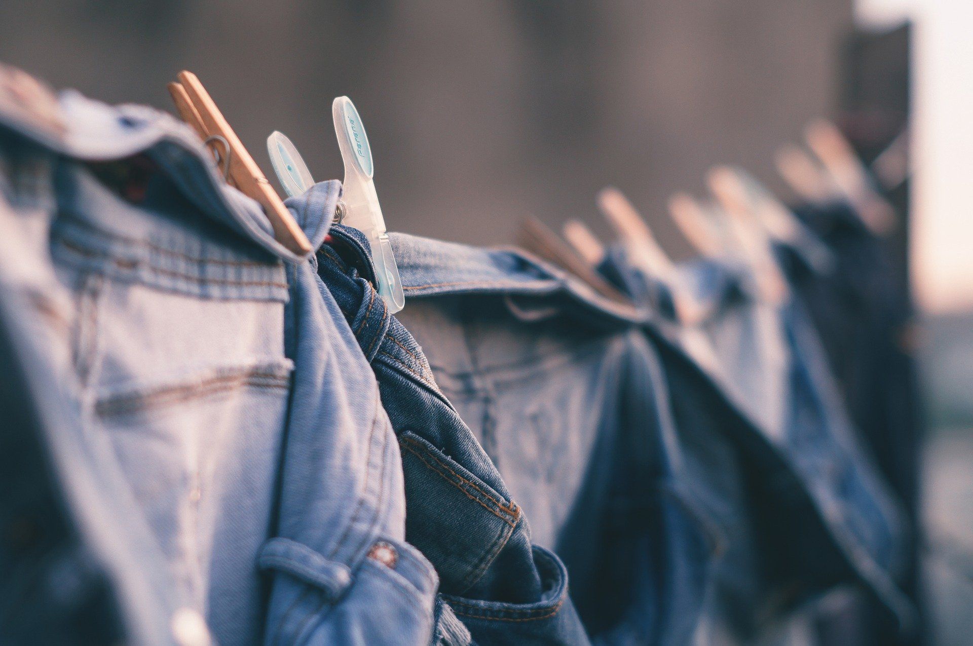 jeans drying on a wash line