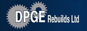 A logo for dpge rebuilds ltd on a blue background