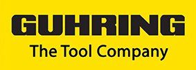 A yellow and black logo for guhring the tool company