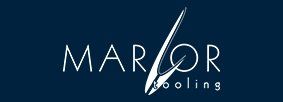 A blue and white logo for marjor cooling
