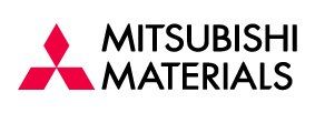 A logo for mitsubishi materials with a red and white triangle