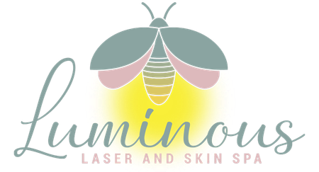 The logo for luminous laser and skin spa has a firefly on it.