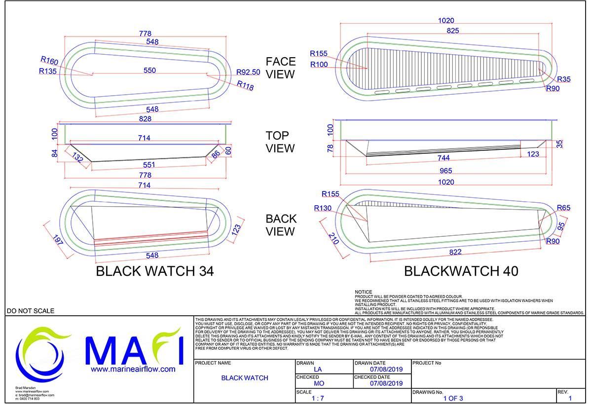 Black Watch 40 Intake Grilles Drawing