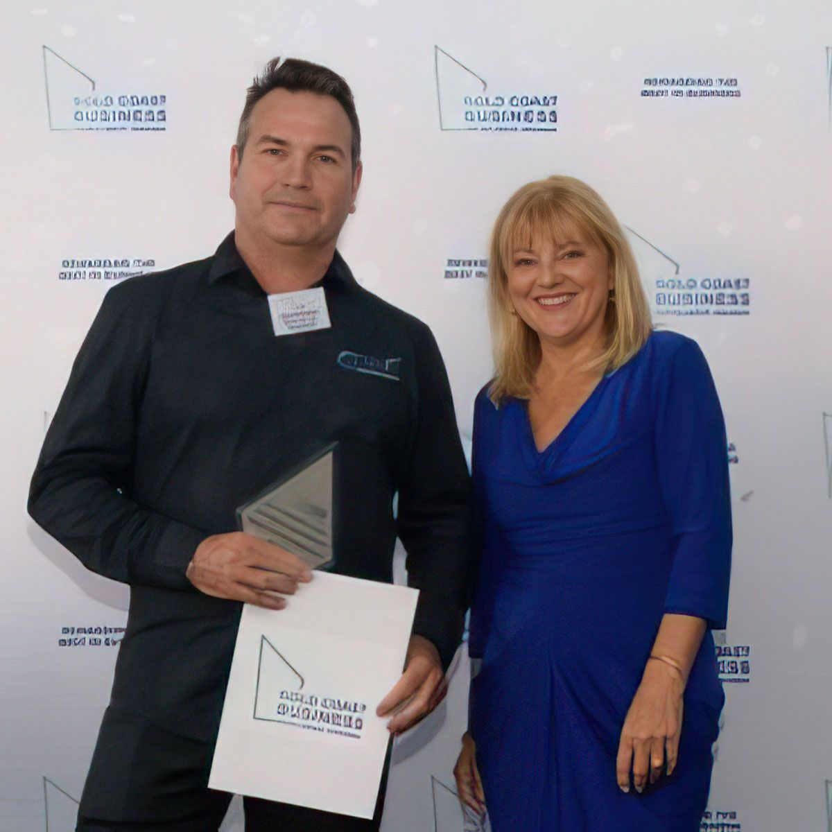 Brad accepting the Gold Coast Business Award for Marine Air Flow