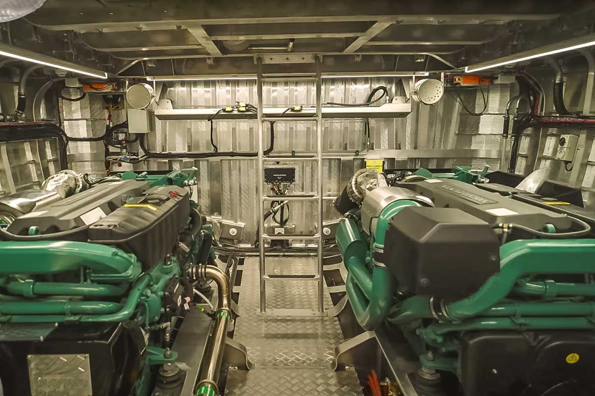 Engine room in the Dongara Marine built Svitzer pilot boat