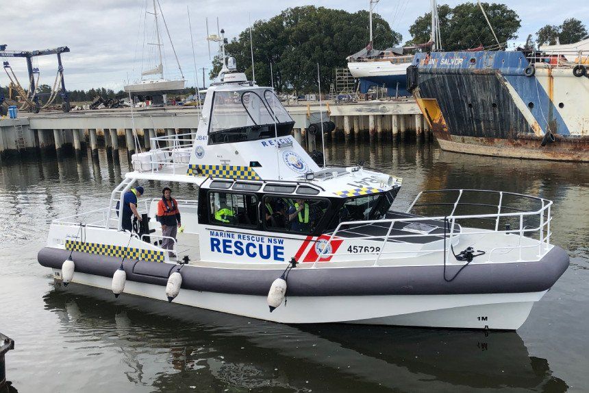 Marine Rescue NSW RIB with Marine Air Flow equipment