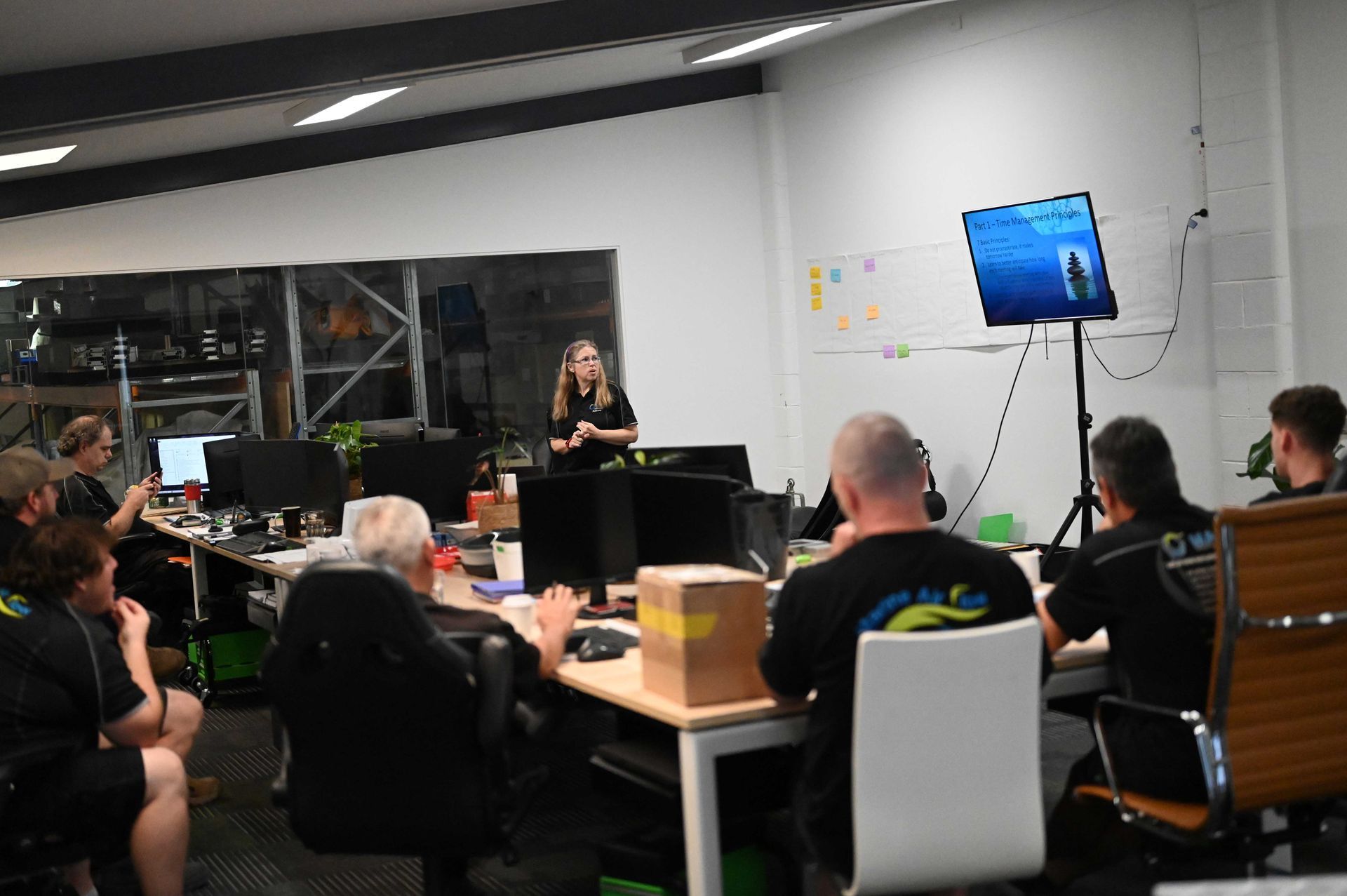 A team meeting that we run every quarter to show our team what their hard work has accomplished.