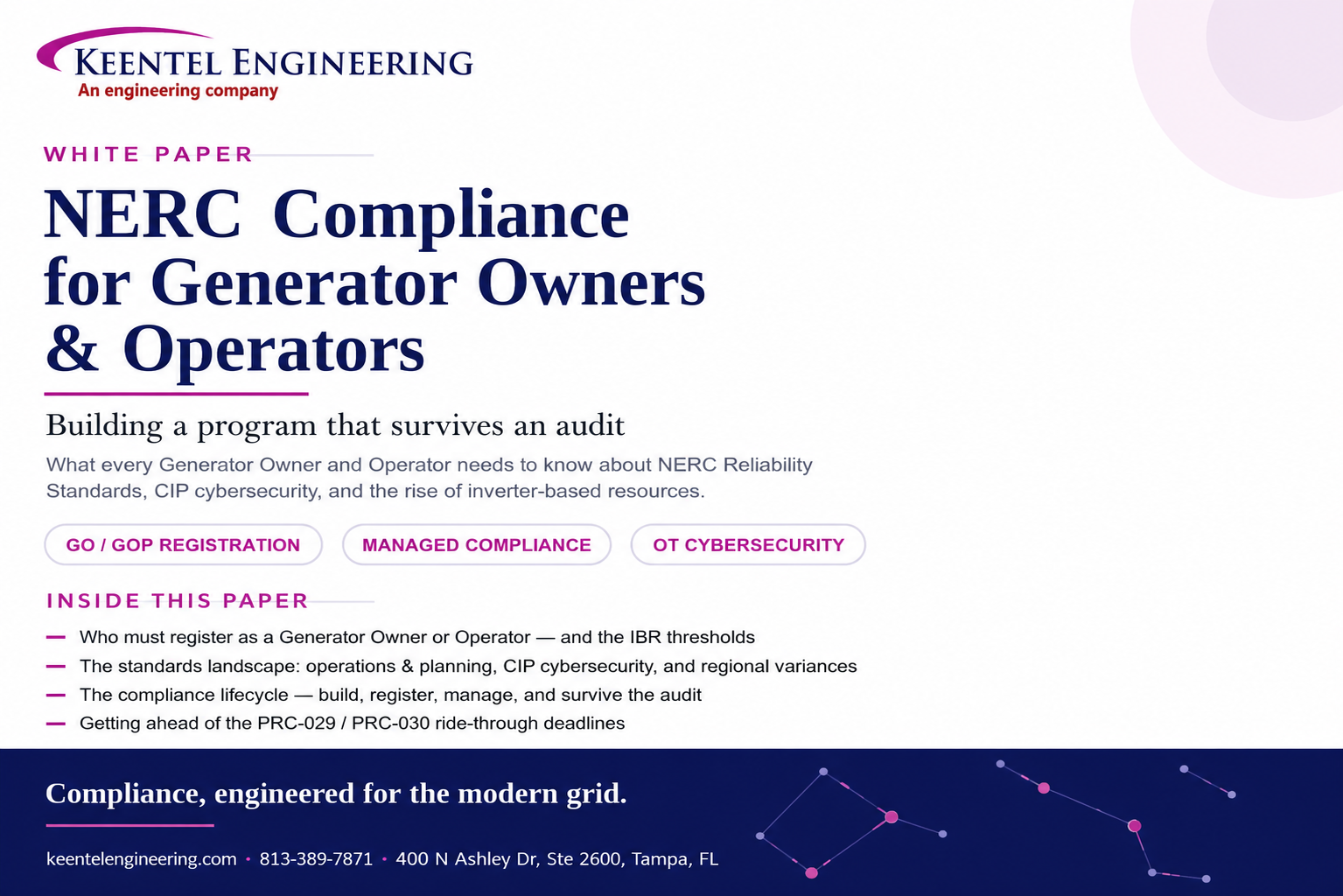 NERC compliance white paper cover for generator owners and operators
