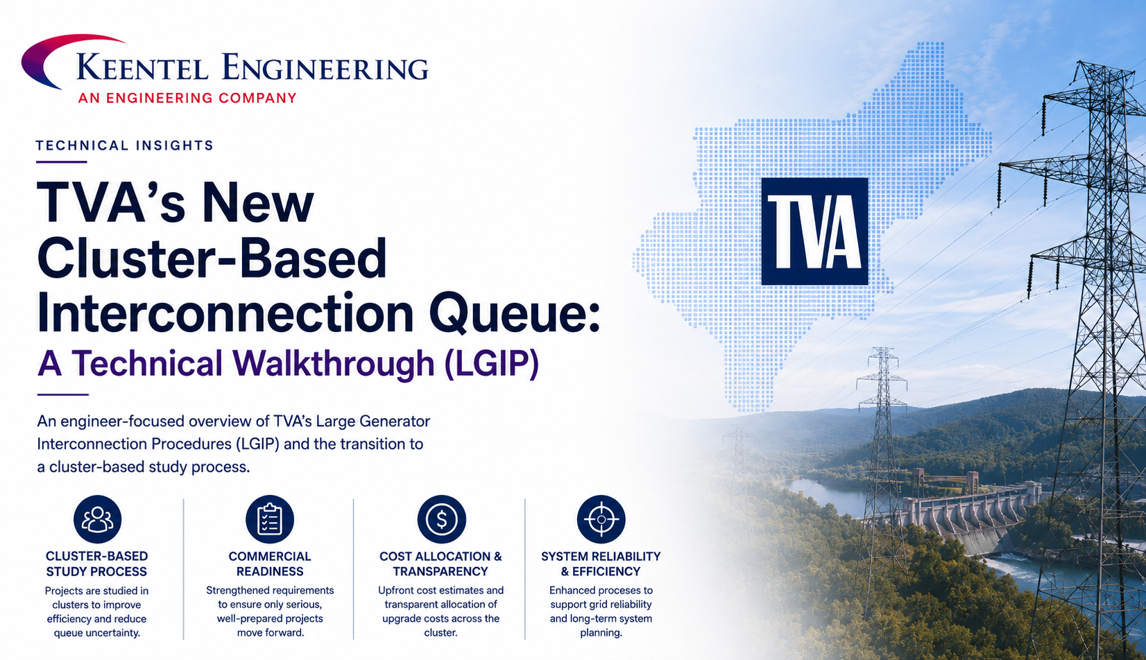 TVA cluster-based interconnection queue technical insights graphic by Keentel Engineering.