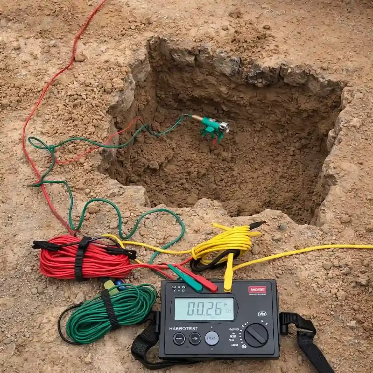 Earthing electrode setup for grounding system analysis
