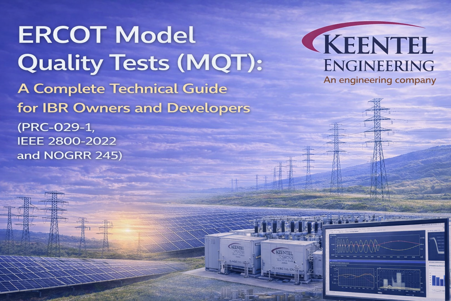 Cover of a guide on ERCOT Model Quality Tests for IBR owners and developers, wit