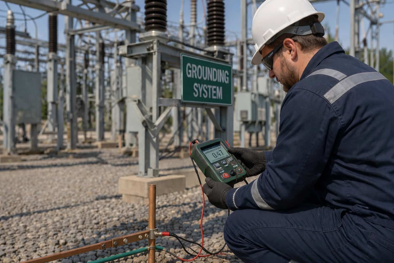 Electrical grounding system study – substation ground grid analysis, step and touch voltage measurement, fault current dissipation and ground potential rise evaluation