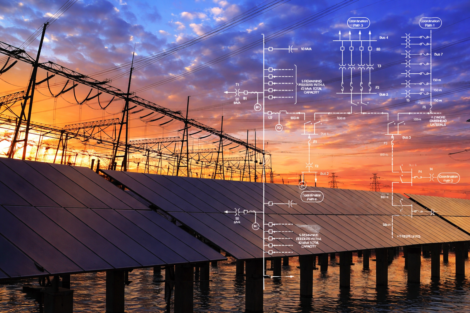 Transmission line protection coordination study: distance relay zone settings, communication‑assisted tripping schemes, and breaker failure backup protection for high‑voltage grid reliability.