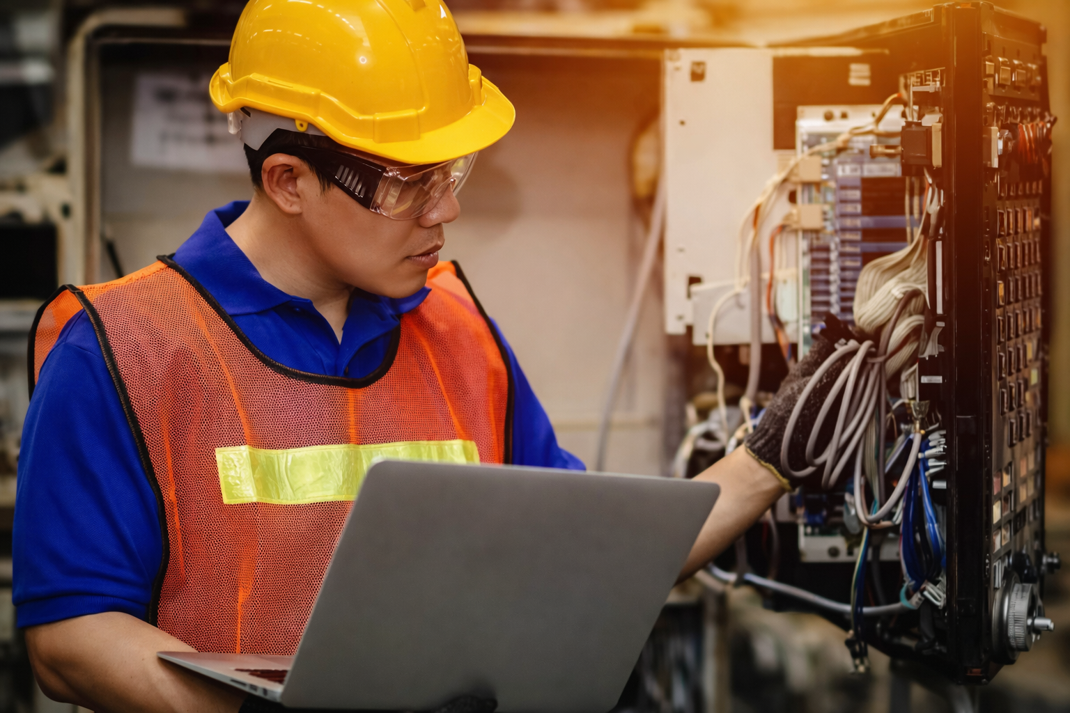 Power system engineer performing short circuit study on switchgear and breaker rating analysis for equipment protection and reliability