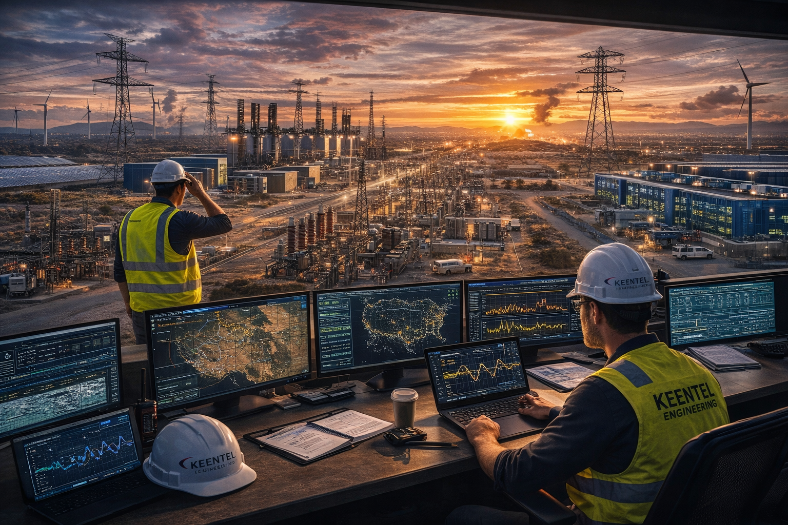 Engineers overseeing Western Interconnection transmission network while performing EMT modeling anal