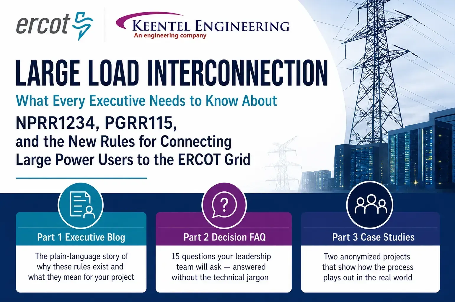 ERCOT large load interconnection guide covering NPRR1234, PGRR115, and grid connection rules 