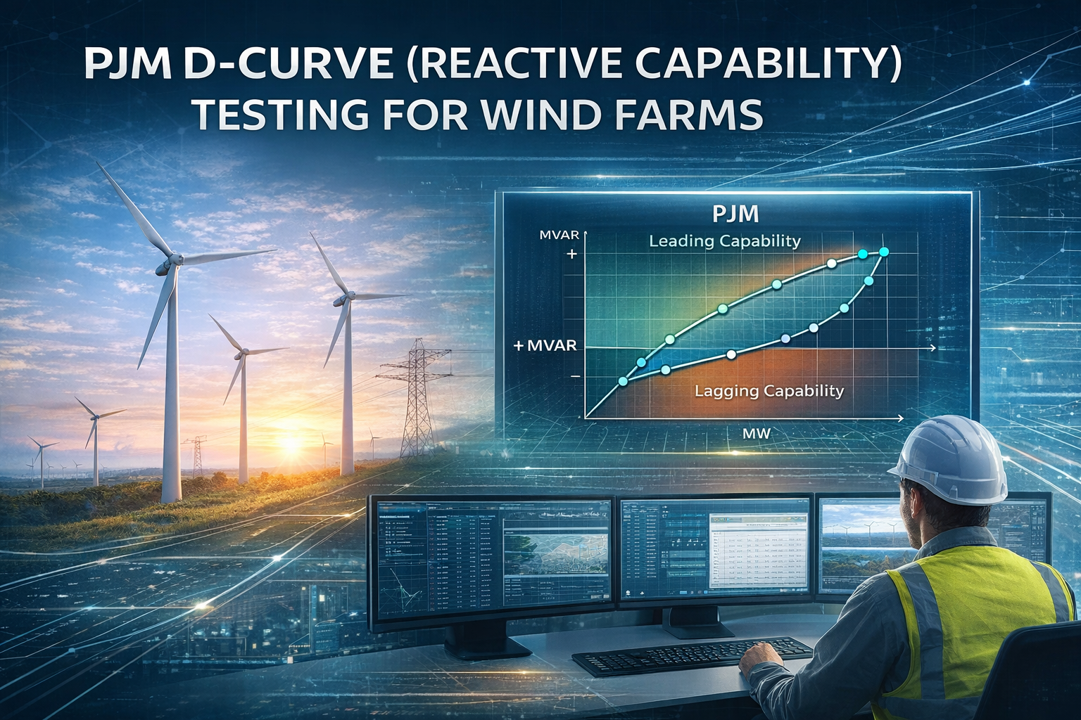 Learn how PJM D-Curve reactive capability testing is performed for wind farms and inverter-based res