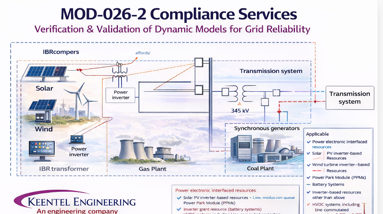 MOD-026-2 compliance diagram for dynamic model validation of inverter-based resources in power