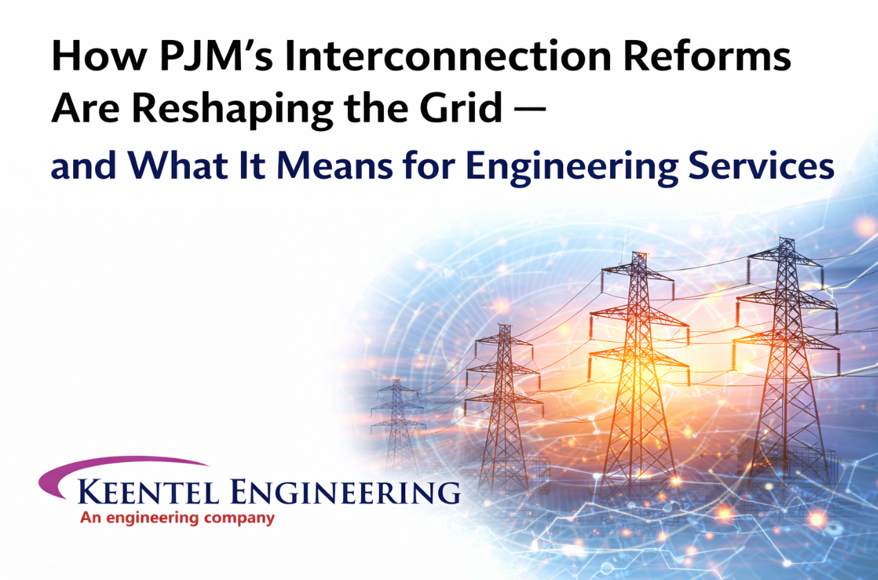 Power grid towers with digital network illustration and engineering article title.