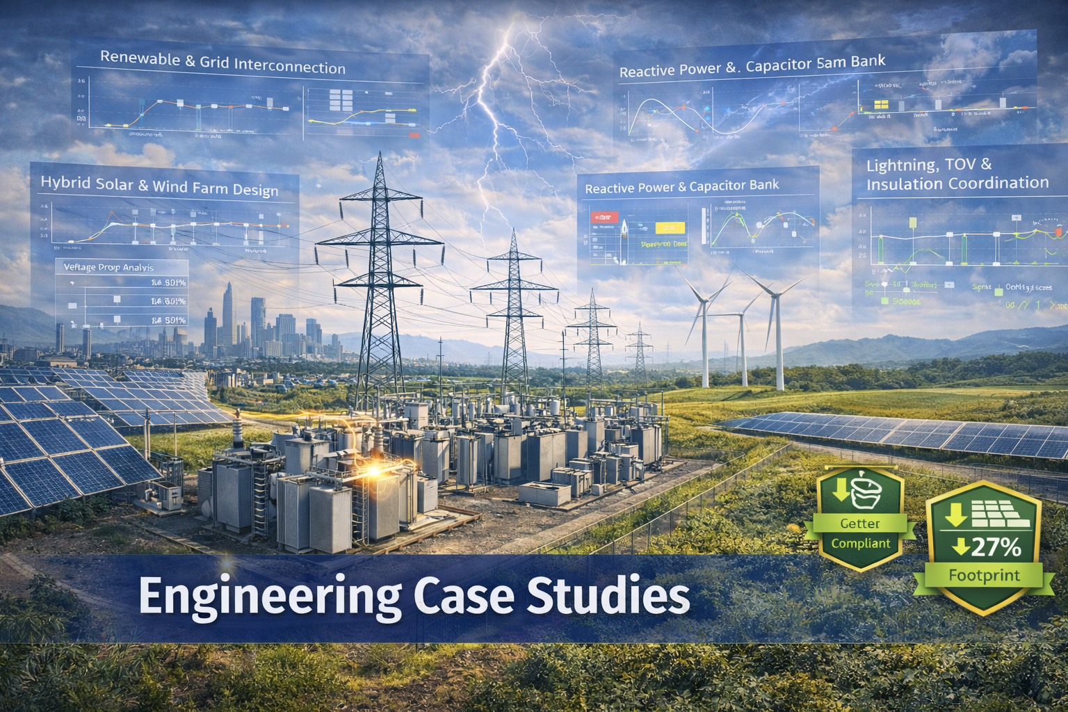 Promotional graphic with wind turbines, solar panels, and data visualizations; focus on NERC reliability standards for IBR owners.