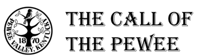 A black and white logo for the call of the pewee