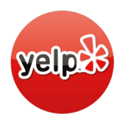 Yelp logo: Red circle with white 